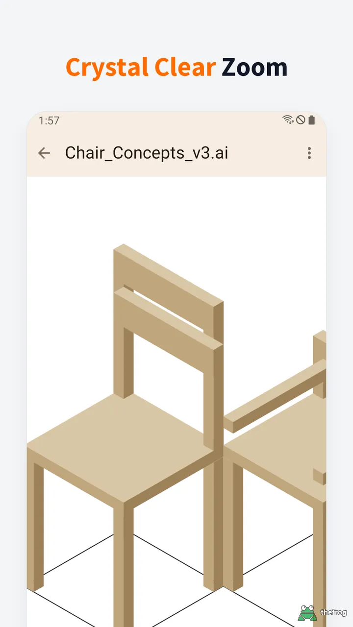 Zoomed-in view of a chair design showing crisp vector detail